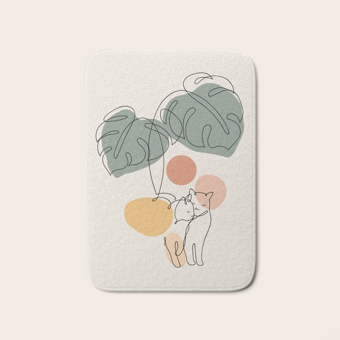 Cat and Plant 36 Bath Mat Gallery Image 1