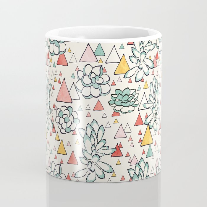 Succulent and triangles seamless pattern Coffee Mug Gallery Image 4