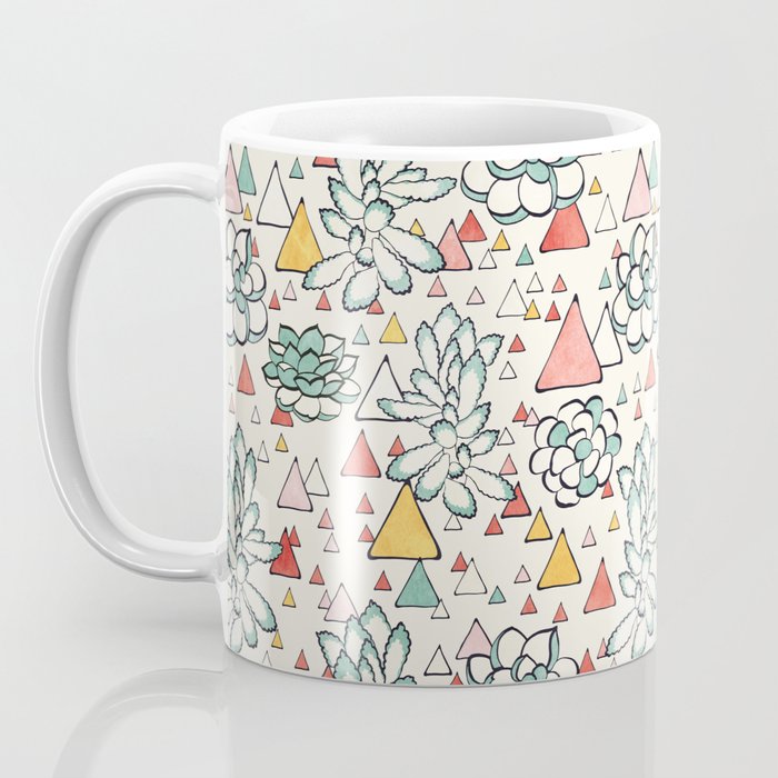 Succulent and triangles seamless pattern Coffee Mug Gallery Image 3