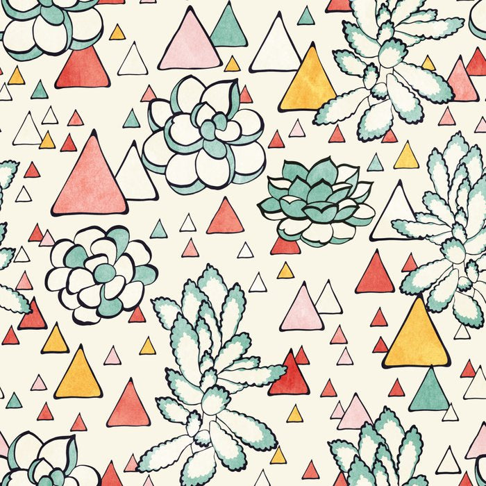 Succulent and triangles seamless pattern Coffee Mug Gallery Image 2
