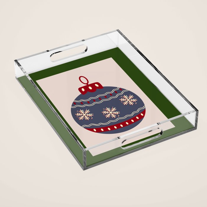 Christmas Bauble Blue And Red Acrylic Tray Gallery Image 1