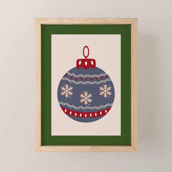 Christmas Bauble Blue And Red Mini Art Print Gallery Image 1