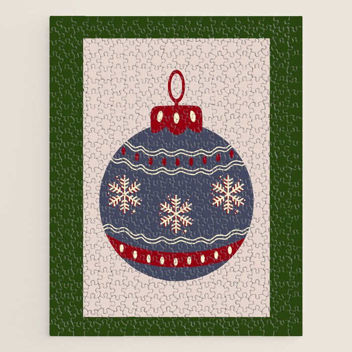 Christmas Bauble Blue And Red Jigsaw Puzzle Gallery Image 1