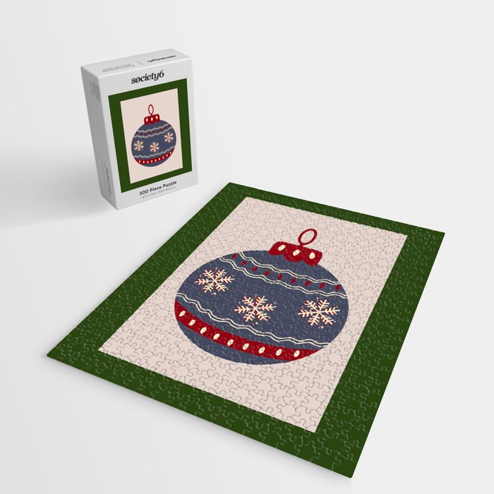 Christmas Bauble Blue And Red Jigsaw Puzzle Gallery Image 2