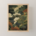 Japanese green Forest Painting Autumn Art Japandi Wall Art maximalist Art Nouveau Botanical Print Mini Art Print Gallery Image 1