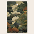 Japanese green Forest Painting Autumn Art Japandi Wall Art maximalist Art Nouveau Botanical Print Cutting Board Gallery Image 1