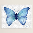Blue Butterfly Watercolor Jigsaw Puzzle Gallery Image 1