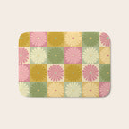Retro Flowers Check Pattern XVII Bath Mat Gallery Image 1