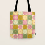 Retro Flowers Check Pattern XVII Tote Bag Gallery Image 1