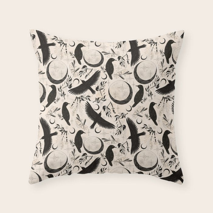 Raven Tarot Light Throw Pillow Gallery Image 6