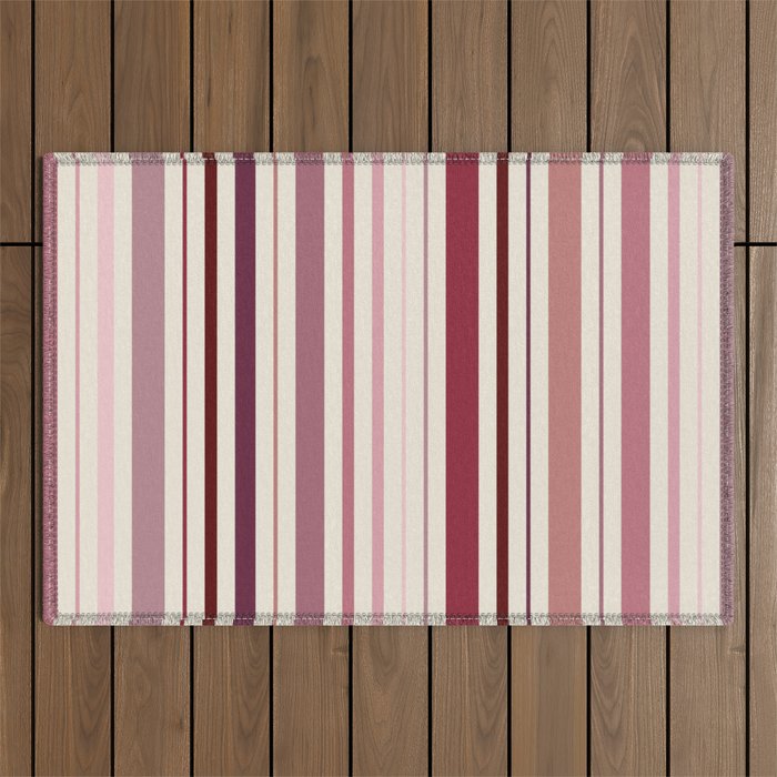 Dusty Rose Stripes Outdoor Rug Gallery Image 1