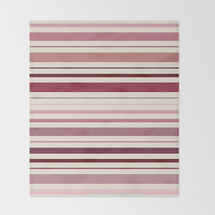 Dusty Rose Stripes Throw Blanket Gallery Image 2
