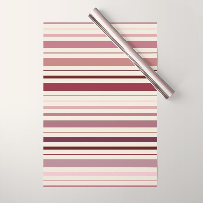 Dusty Rose Stripes Wrapping Paper Gallery Image 1