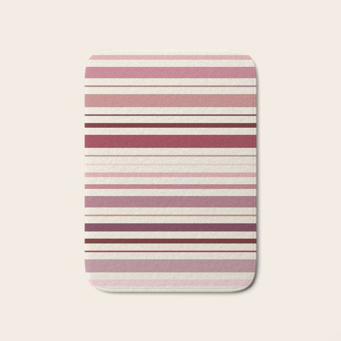 Dusty Rose Stripes Bath Mat Gallery Image 1