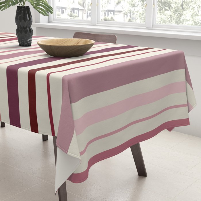 Dusty Rose Stripes Tablecloth Gallery Image 3