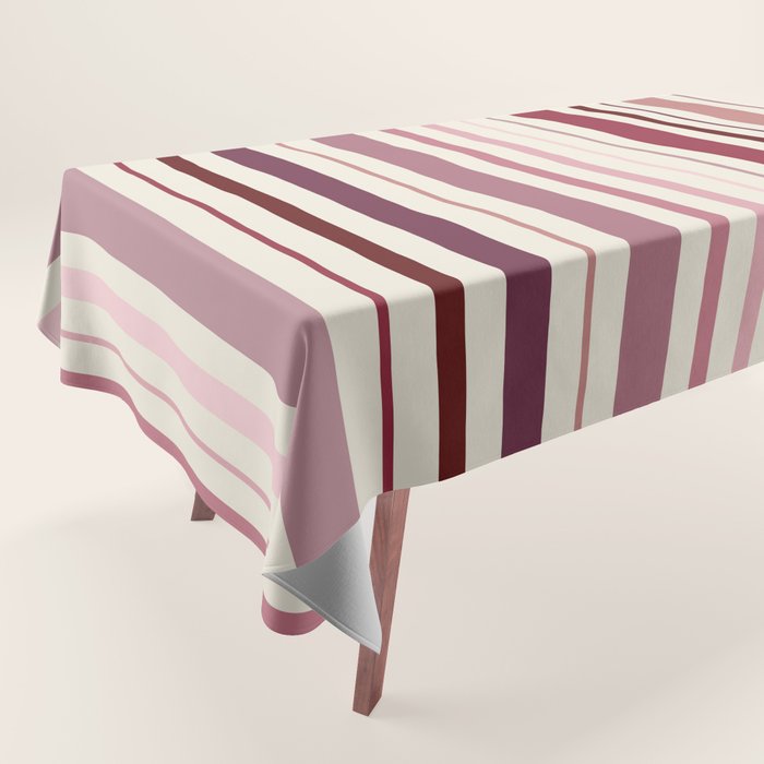 Dusty Rose Stripes Tablecloth Gallery Image 1