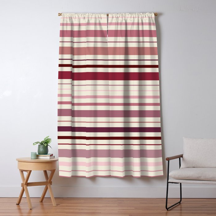 Dusty Rose Stripes Window Curtain Gallery Image 5