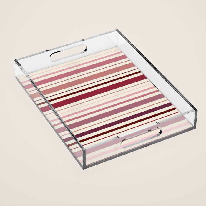 Dusty Rose Stripes Acrylic Tray Gallery Image 1