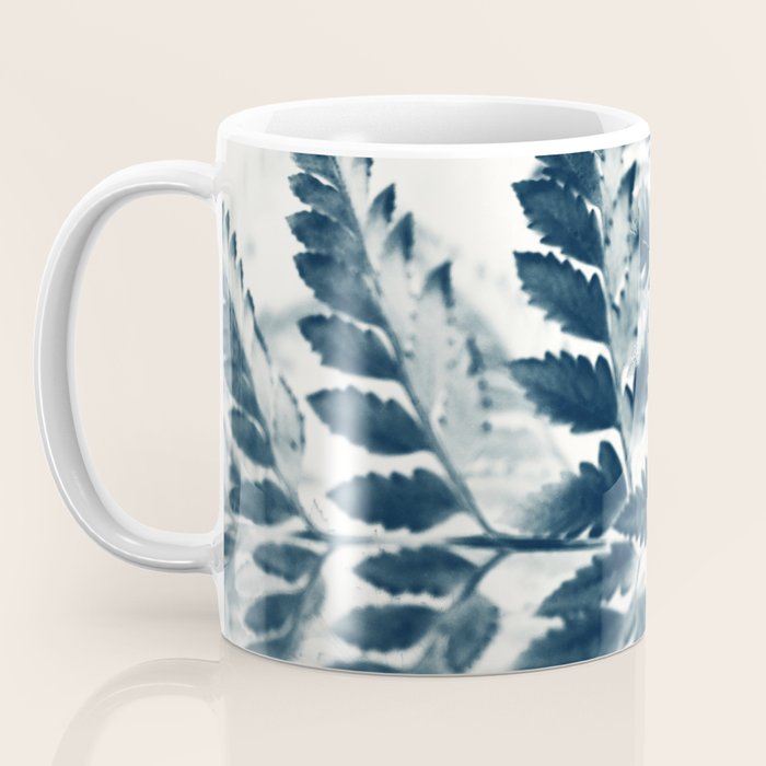 Modern Botanical Print - Blue Fern #2 Coffee Mug Gallery Image 3