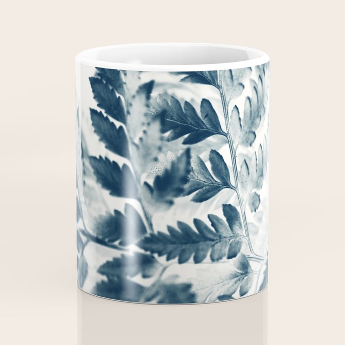 Modern Botanical Print - Blue Fern #2 Coffee Mug Gallery Image 4