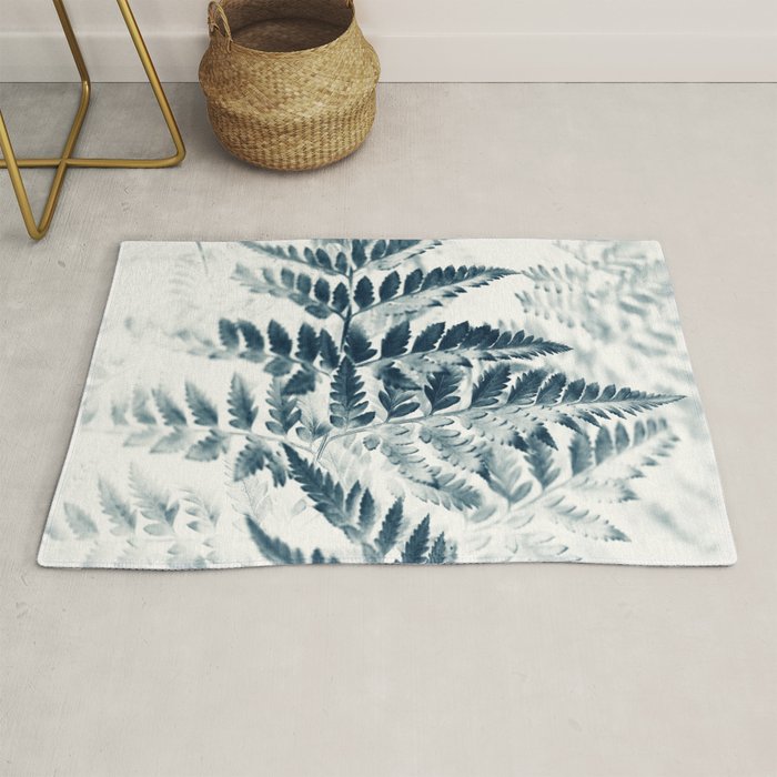 Modern Botanical Print - Blue Fern #2 Rug Gallery Image 1