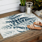 Modern Botanical Print - Blue Fern #2 Outdoor Rug Gallery Image 2