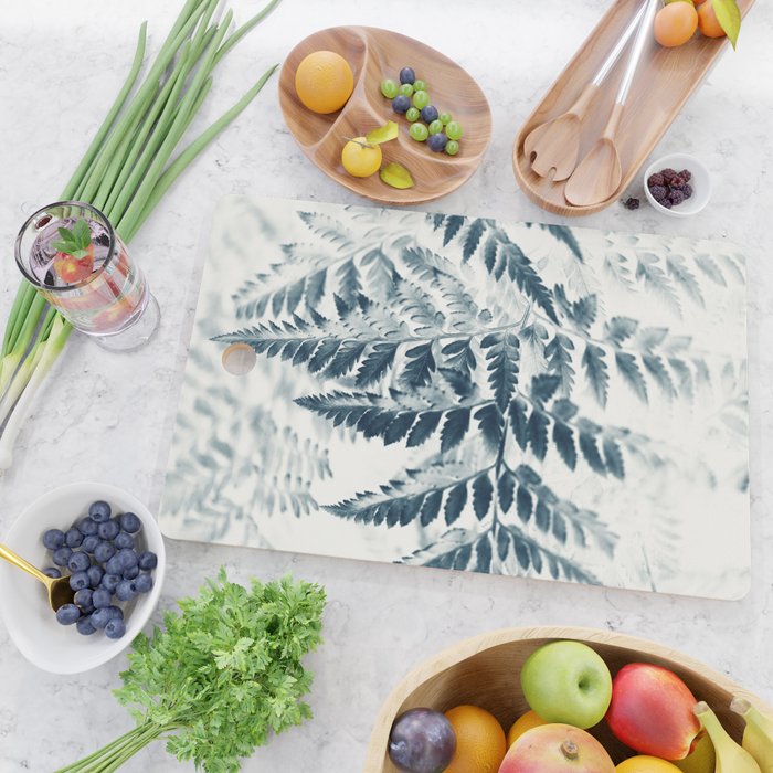 Modern Botanical Print - Blue Fern #2 Cutting Board Gallery Image 2