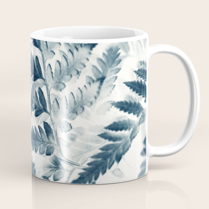 Modern Botanical Print - Blue Fern #2 Coffee Mug Gallery Image 1