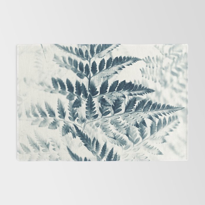 Modern Botanical Print - Blue Fern #2 Rug Gallery Image 2