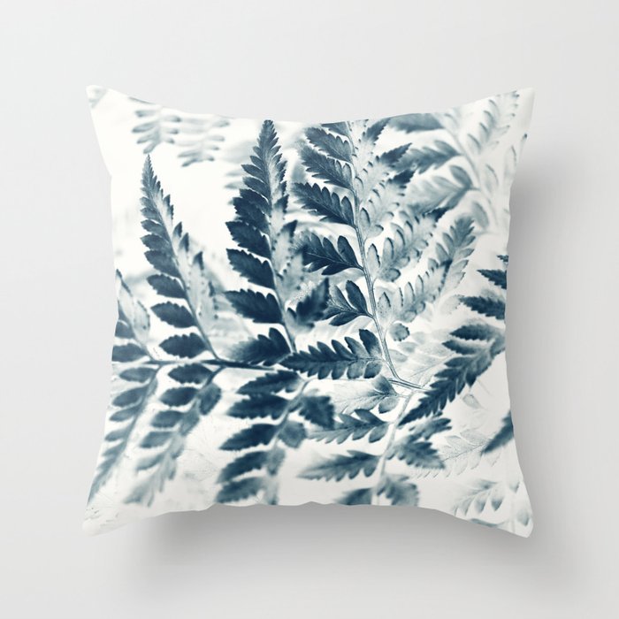 Modern Botanical Print - Blue Fern #2 Throw Pillow Gallery Image 6