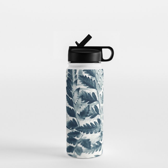 Modern Botanical Print - Blue Fern #2 Water Bottle Gallery Image 1