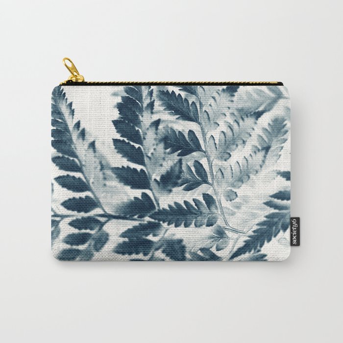 Modern Botanical Print - Blue Fern #2 Carry All Pouch Gallery Image 1