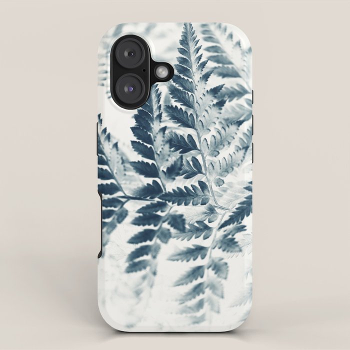 Modern Botanical Print - Blue Fern #2 iPhone Case Gallery Image 1