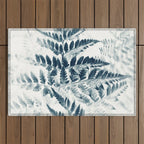 Modern Botanical Print - Blue Fern #2 Outdoor Rug Gallery Image 1