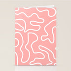 Squiggle Maze Minimalist Abstract Pattern in Pink and White Stationery Card Gallery Image 2