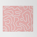 Squiggle Maze Minimalist Abstract Pattern in Pink and White Throw Blanket Gallery Image 2