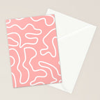 Squiggle Maze Minimalist Abstract Pattern in Pink and White Stationery Card Gallery Image 2