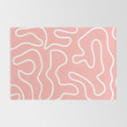 Squiggle Maze Minimalist Abstract Pattern in Pink and White Rug Gallery Image 2