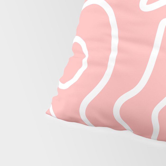 Squiggle Maze Minimalist Abstract Pattern in Pink and White Pillow Sham Gallery Image 4