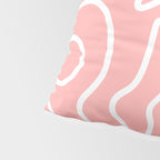 Squiggle Maze Minimalist Abstract Pattern in Pink and White Pillow Sham Gallery Image 4