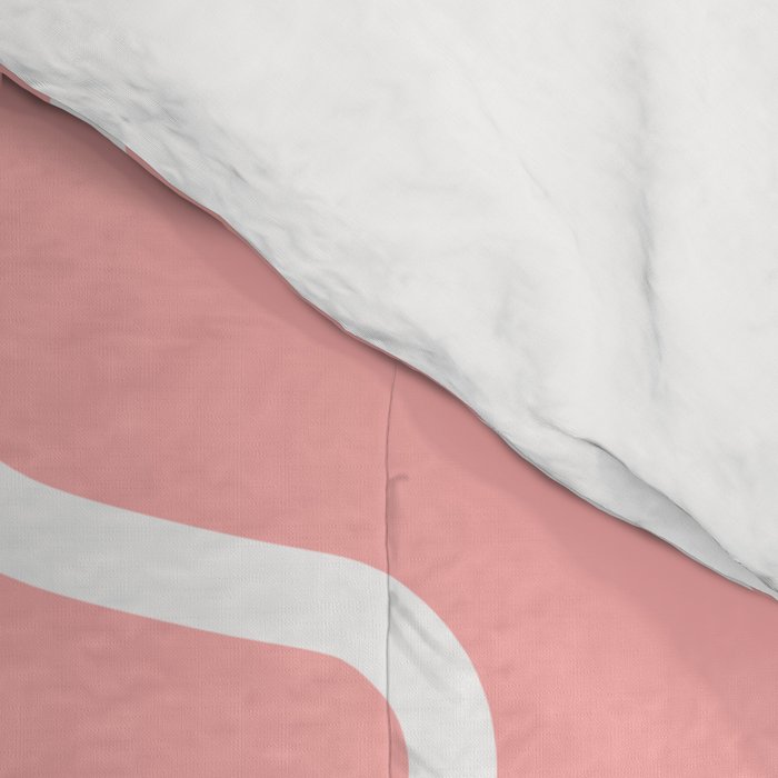 Squiggle Maze Minimalist Abstract Pattern in Pink and White Comforter Gallery Image 4