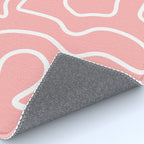 Squiggle Maze Minimalist Abstract Pattern in Pink and White Rug Gallery Image 4