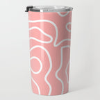 Squiggle Maze Minimalist Abstract Pattern in Pink and White Travel Mug Gallery Image 3