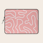 Squiggle Maze Minimalist Abstract Pattern in Pink and White Laptop Sleeve Gallery Image 1