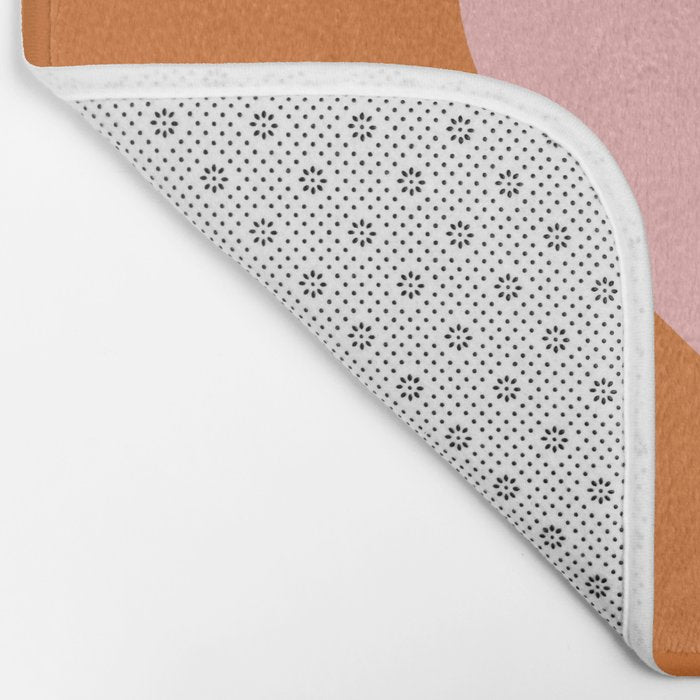 Cute Pink Heart on Orange Minimal Bath Mat Gallery Image 2