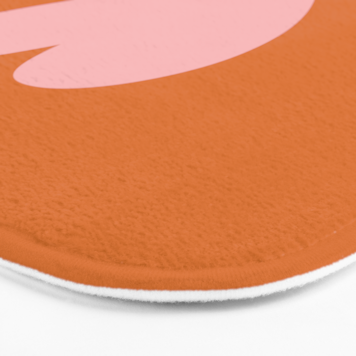 Cute Pink Heart on Orange Minimal Bath Mat Gallery Image 3