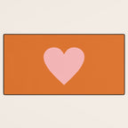 Cute Pink Heart on Orange Minimal Desk Mat Gallery Image 3