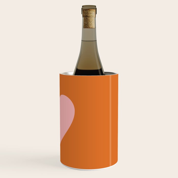 Cute Pink Heart on Orange Minimal Wine Chiller Gallery Image 3
