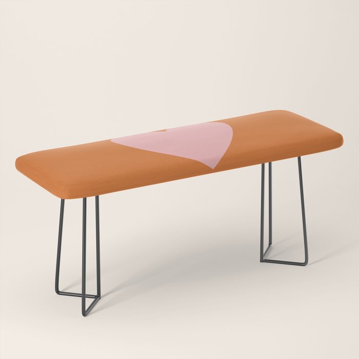 Cute Pink Heart on Orange Minimal Bench Gallery Image 1