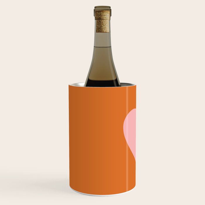 Cute Pink Heart on Orange Minimal Wine Chiller Gallery Image 2